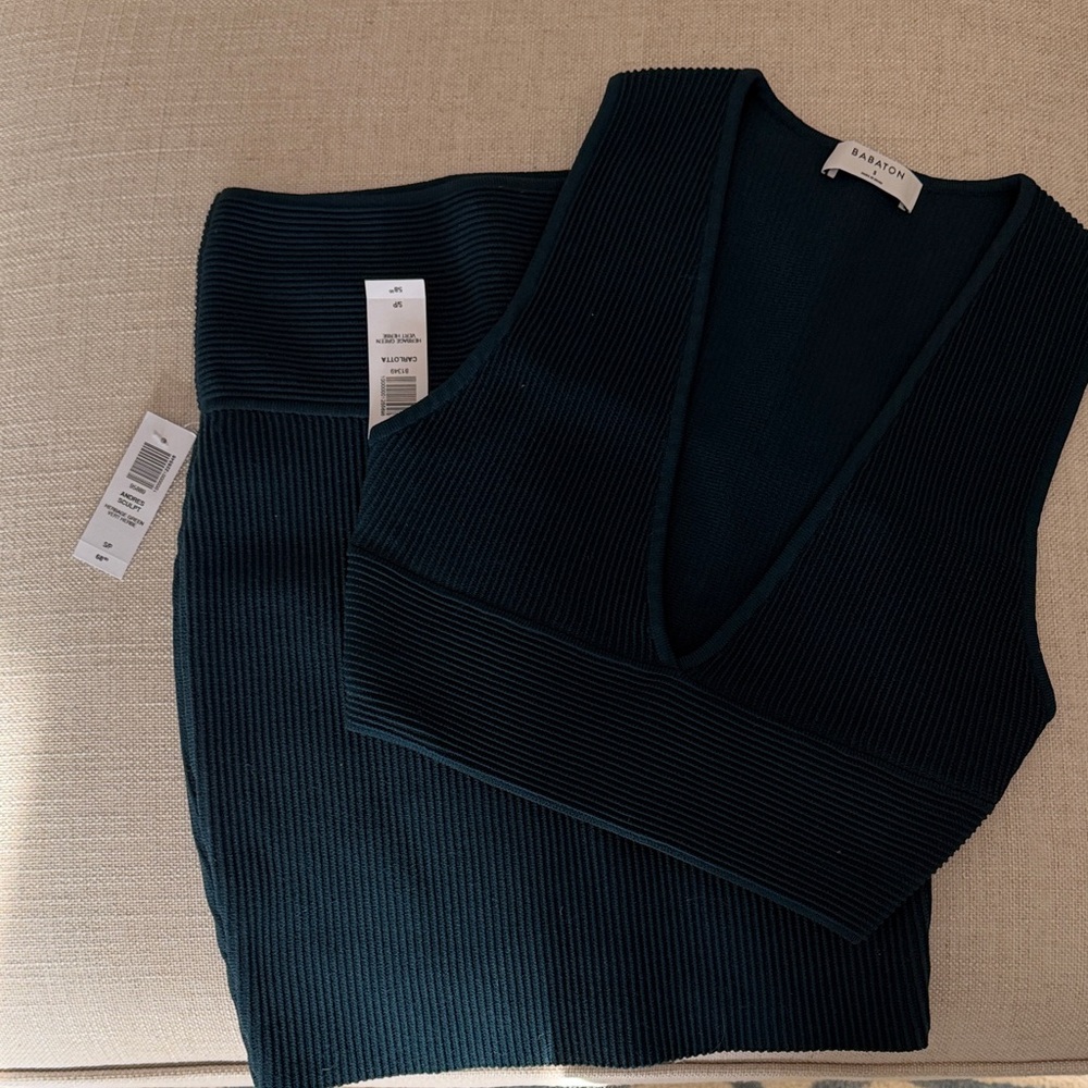 Aritzia Babaton Carlotta Crop Top/ Skirt Heritage Green NWT